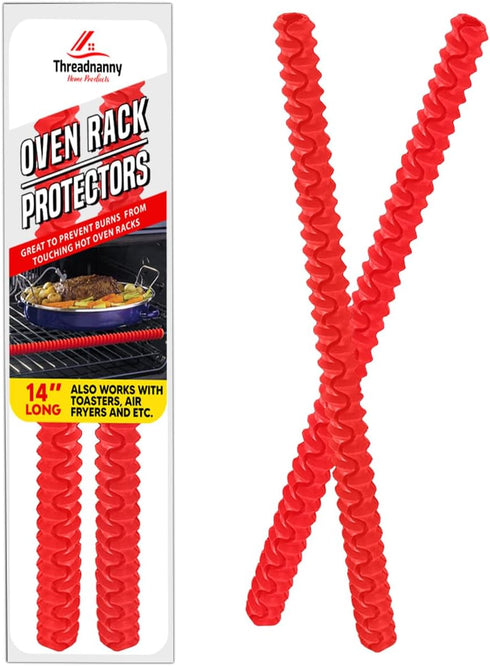 Silicone Oven Rack Shields, Heat Resistant Rack Protector, 14 Inches Long, Red