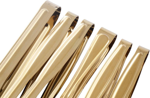 Gold Plated Mini Serving Tongs Set, 6-Inch Stainless Steel Appetizers Tongs, Set of 6