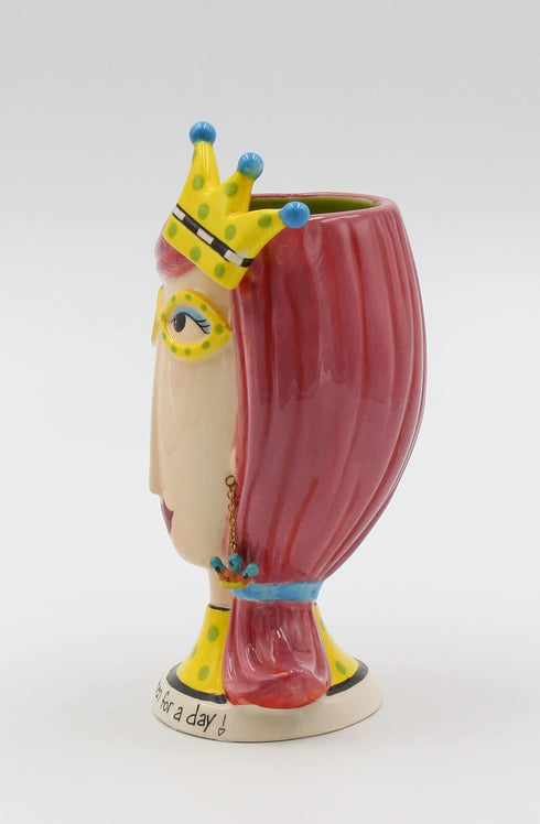 Appletree Design ATD Beauty Queen Vase, 6-1/2-Inch Tall, Pink, Cartoon, Ceramic, Oblong, Distinctive Design