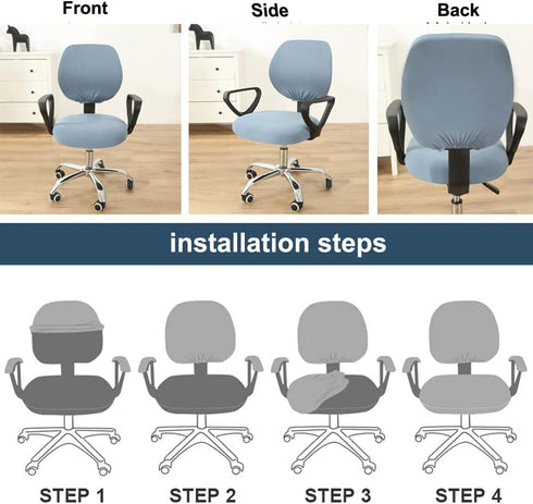 Office Chair Cover Water Resistant, Split Protective & Stretch Jacquard Elastic Slipcover for Desk Task Chair (Coffee)