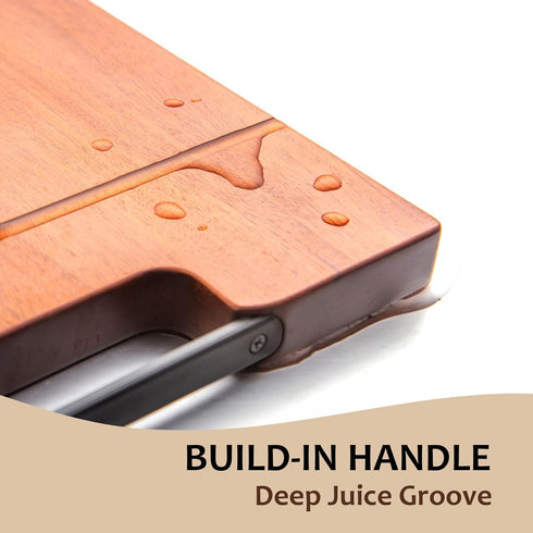 LUBAN Mahogany Wood Cutting Board, Thickened & Large with Handle, Premium Sustainable Wooden Chopping Board (14x9.5x1.1