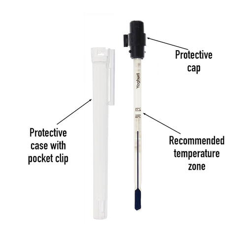 6 Inch Recommended Yogurt Thermometer - Includes Protective Case with Zones