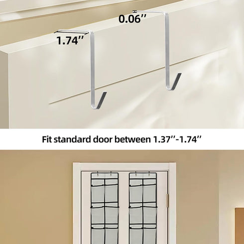 Over The Door Shoe Organizer, 14 Large Mesh Pockets Hanging Shoe Rack for Closet, Gray, 2-Pack