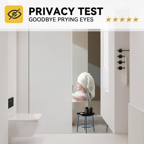 Window Privacy Film, Frosted Glass Window Film for Bathroom and Home Office, Static Cling Non-Adhesive Coverings