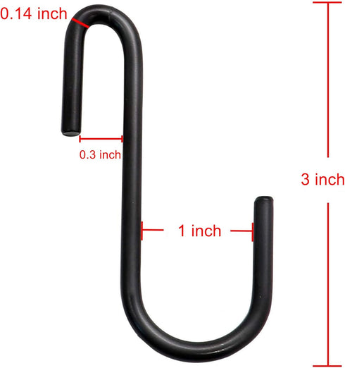 YourGift 10 Pack 3 Inch Heavy Duty S Hooks - S Shaped Hooks for Kitchen, Bathroom, Bedroom, and Office