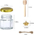 1.5 oz Hexagon Mini Glass Honey Jars - 30 Pack with Wood Dipper, Gold Lid, Bee Pendants, Jutes - Perfect for Baby