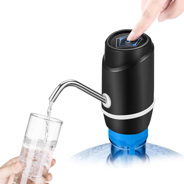 Flexzion Black Water Bottle Dispenser for 5/6 Gallon Jugs, Detachable Electric Cold Drink Pump for Desktop Countertop