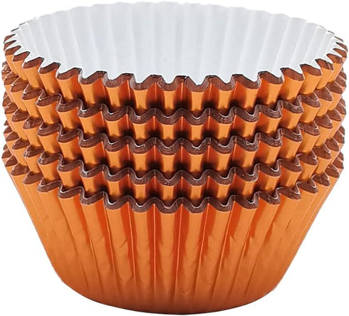 Standard Orange Foil Cupcake Liners, 100-Count Muffin Baking Cups for Party and More