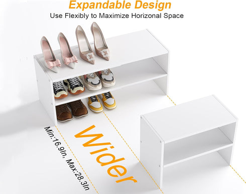 Closet, 2-Tier Closets, Space,Hallway,Bedroom,Bathroom,6-12 White Shoe Rack Organizer for Expandable Shoe Shelf