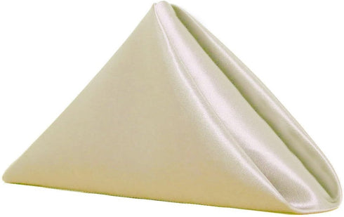 Your Chair Covers 20 Inch Ivory Satin Oversized Cloth Napkins, Pack of 10, Hemmed & Washable
