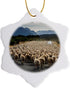 3D Rose A Herd of Sheep Block The Road, Milford Sound, New Zealand Snowflake Ornament, 3"