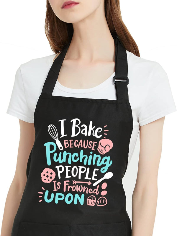 Funny Baking Aprons for Women - Water Resistant Cooking Apron with Pockets, Great Birthday Gift for Bakers