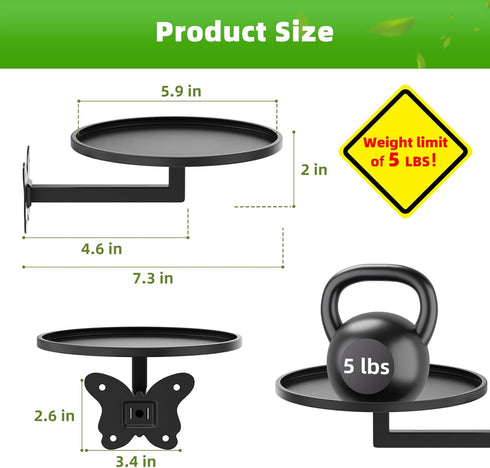 2-Pack 5.9 Inch Butterfly Buckle Wall Mounted Plant Shelf - Space Saving Hanging Flower Pot Holder for Indoor Balcony