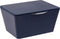 WENKO Decorative Storage Box with Lid for Bathroom Organization, Small Container for Storage (Dark Blue, 7.48 x 3.94 x