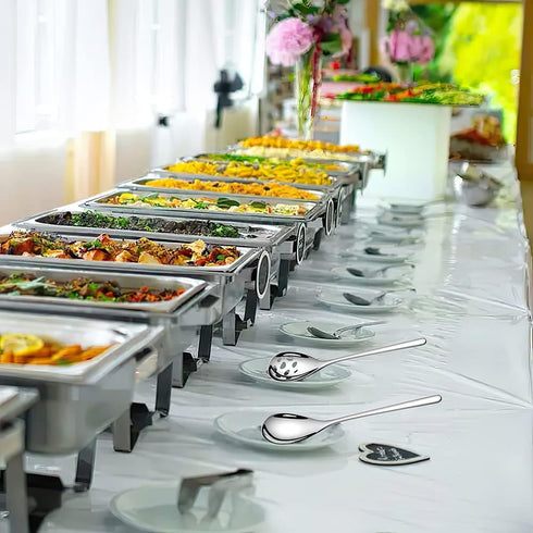 6-Piece Serving Spoons Set, Stainless Steel Serving Tablespoons, 9.4 Inches Large Serving Spoon for Buffet Parties