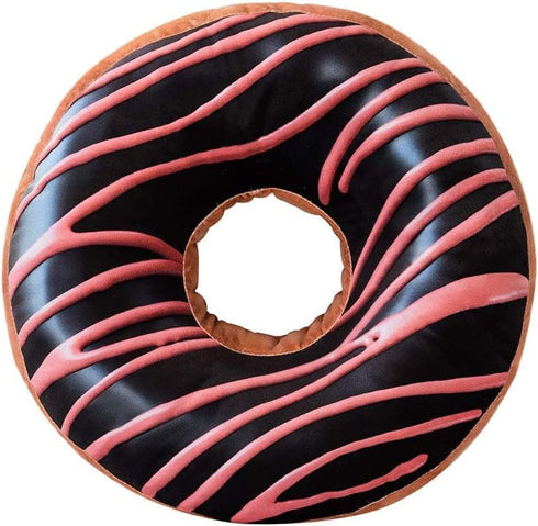 HYSEAS Round Throw Pillow, 14 Inch Chocolate Pink Donut, 3D Digital Print Decorative Soft Plush Pillow