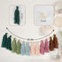 yuntop Rainbow Boho Tassel Wall Hanging with Wood Beads - Colorful Pastel Tassel Garland for Kids Room, Classroom