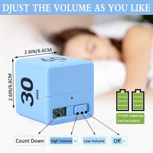 DQDEDIAN 15 20 30 60 Countdown Settings Cube Timer, Kids Timer with Gravity Sensor Flip Mins for ADHD, Time Management