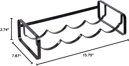 Amazon Basics Tabletop Stackable Metal Wine Rack - 4-Bottle, 3.74"D x 15.75"W x 7.87"H, Black