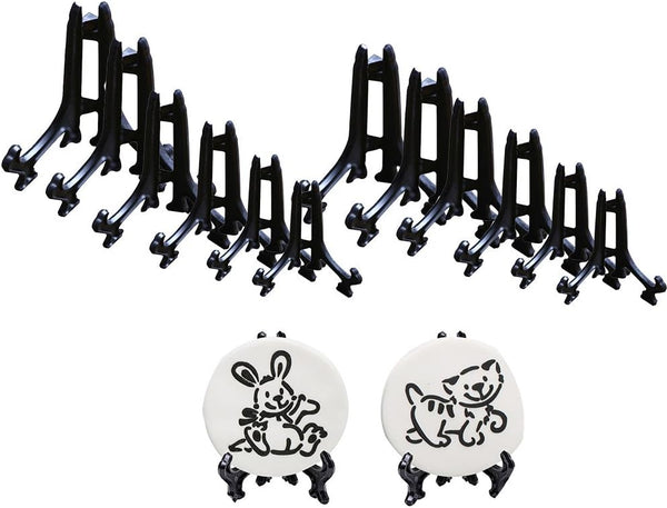 SK 3" High Black Plastic Display Stands, Plate Holders to Display Pictures, Pack of 12 Easels