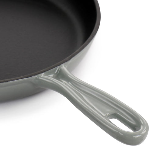 MegaChef Round 10.25 Inch Enameled Cast Iron Skillet, Gray