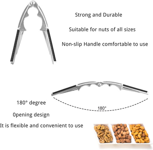 2 Nut Crackers Walnut Cracker Heavy Duty Shell Cracker with PCS Forks/Picks Stainless Steel Seafood Crackers Nutcracker