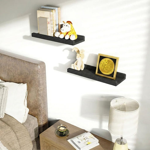 Set 2, 17 Inch Love-KANKEI Floating Shelves Wall Mounted of Rustic Wood Wall Shelves for for Storage, Bedroom Living