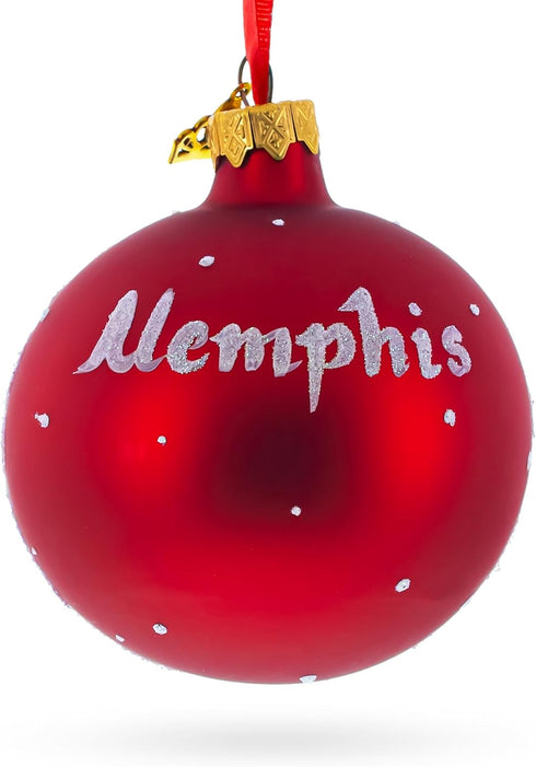 Memphis, Tennessee Glass Ball Christmas Ornament - 3.25 Inches