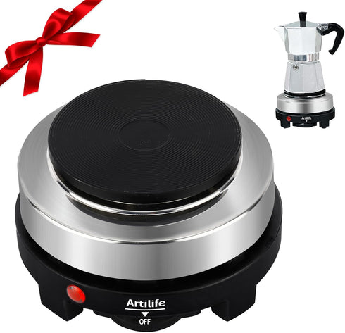 Artilife 500W Small Hot Plate, Mini Electric Portable Stove, Perfect Size for Moka Pot, 110V