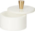 Queenza White Marble Salt Cellar with Lid and Brass Knob, 3 Inch Salt and Pepper Bowls, Kosher Salt Holder for Gifts
