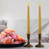 FURORA LIGHTING Gold LED Taper Candles, Battery Operated Pack of 2, Electric Candles with 6/18 Timer, Winter Decorations