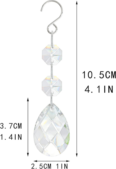 20pcs 38mm Clear Grid Chandelier Crystal Pendants,Crystals Beads for Chandeliers,Hanging Crystals for Windows Wedding