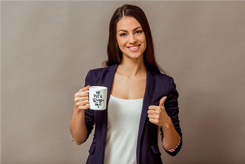 AW Fashions He Put a Ring On It Funny Engagement Mug, 11OZ Coffee Mug for Bride or Fiance