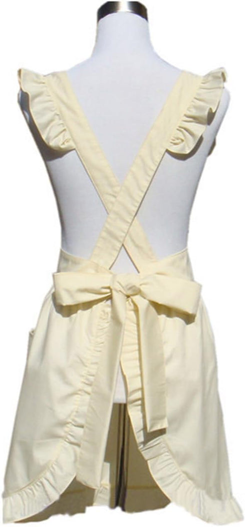 Hyzrz Cute Lovely Cotton Retro Kitchen Cooking Aprons for Women Girls Vintage Baking Apron with Pockets for Mother Gift