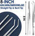 Gutsdoor Kitchen Tweezers Set of 2 Stainless Steel Tongs with Precision Serrated Tips for Cooking (8 Inch)
