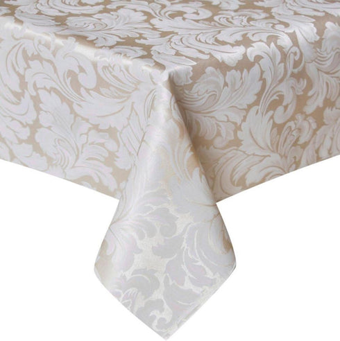Tektrum Heavy Duty Rectangular Damask Jacquard Tablecloth, 60 X 102 inch, Waterproof, Stain Resistant, Beige