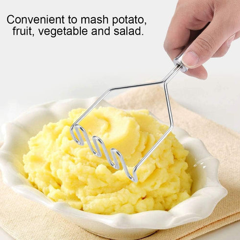 FTVOGUE Stainless Steel Potato Masher, Vegetable Mud Crusher, Kitchen Gadgets for Potato Puree