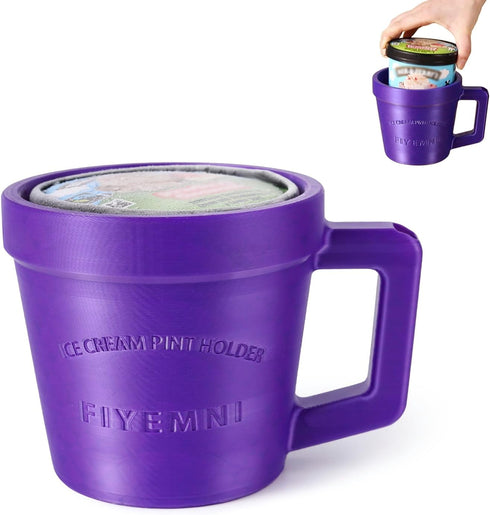 FIYEMNI Ice Cream Pint Holder, with Antifreeze Handle & Spoon Slot, Ice Cream