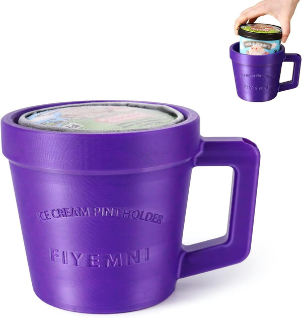 FIYEMNI Ice Cream Pint Holder, with Antifreeze Handle & Spoon Slot, Ice Cream