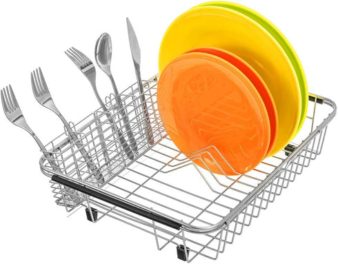 SANNO Utensil Silverware Holder Organizer, 4 Divided Compartments Stainless Steel Cutlery Organizer
