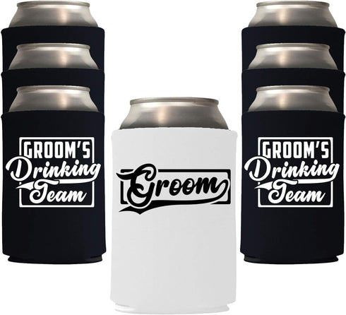 Veracco Groom's Drinking Team Can Coolie Holder, 12 Pack Bachelor Party Wedding Favors Gift for Groomsmen