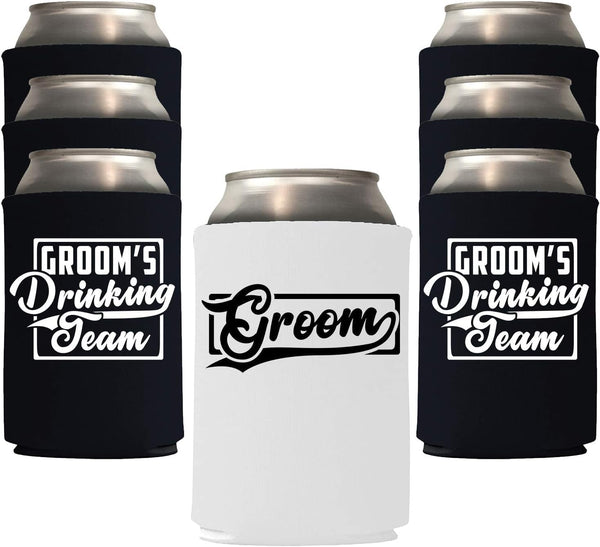 Veracco Groom's Drinking Team Can Coolie Holder, 12 Pack Bachelor Party Wedding Favors Gift for Groomsmen