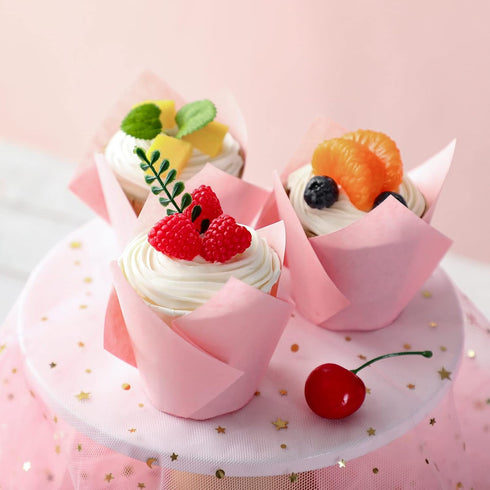 Jutom 200 Pack Tulip Cupcake Liners, Greaseproof Muffin Liners for Weddings, Birthday Cake Balls, Muffins