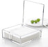 Acrylic Napkin Holder, 7"x 7"x 2.4" Flat Dispenser with Lid, Waterproof Paper Napkin Container for Kitchen & Bathroom