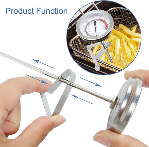 Efeng 15” Long Cooking Thermometer for Oil or Candy (2 Pack) with Pot Clip, Instant Read Dial