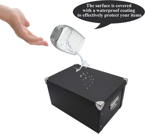GUOZI Collapsible Storage Box, Decorative Memory Box with Lid & Handles, Cardboard File Bin for Keepsakes