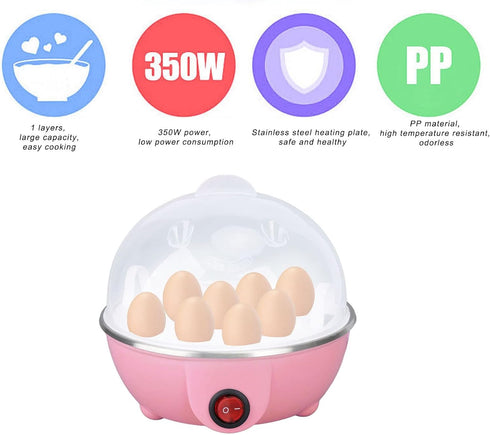 Fdit Egg Cooker with Heating Plate, Automatic Power Off, Cooks 7 Large Eggs, Suitable for Kitchen Cooking