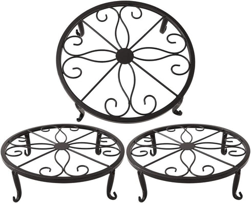 TYz Metal Potted Plant Stand Set of 3 (Black)