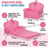 harhoers 2-in-1 1-5, Pink Princess Toddler Couch, Foldable Sofa Bed & Chair for Kids Space-Saving for Small Rooms, Fits