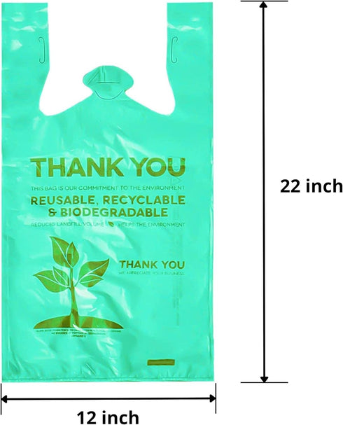 Lakesstory Eco-Friendly Biodegradable Green T-Shirt Bags - Compostable Grocery Bags